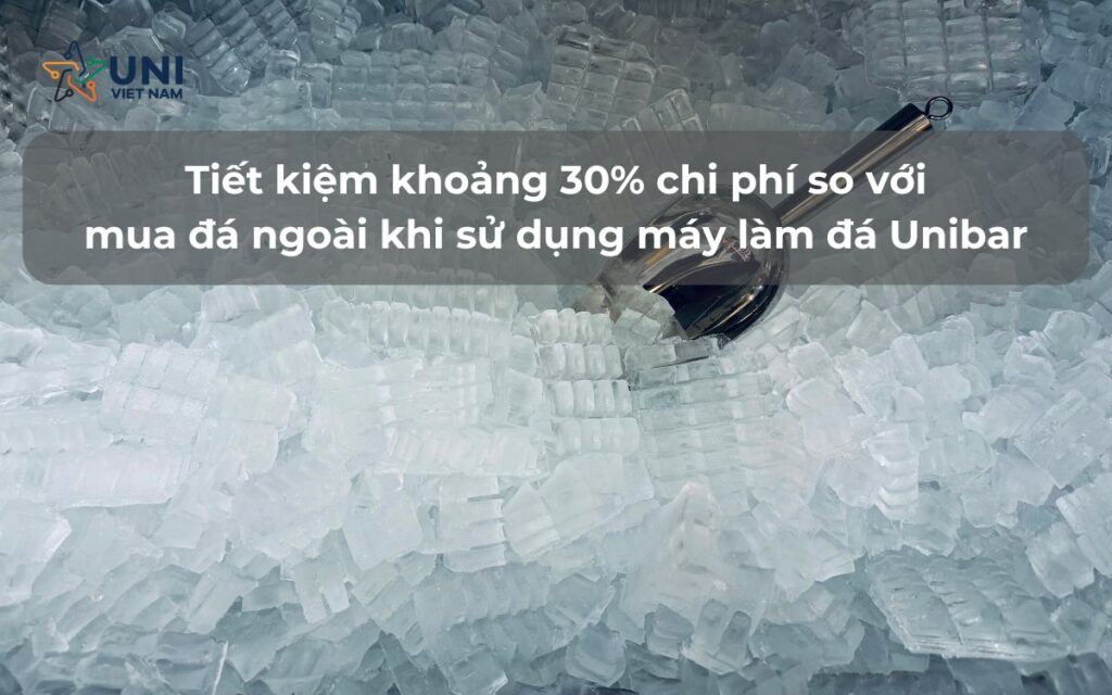 Tiết kiệm khoảng 30% chi phí so với mua đá ngoài khi sử dụng máy làm đá Unibar