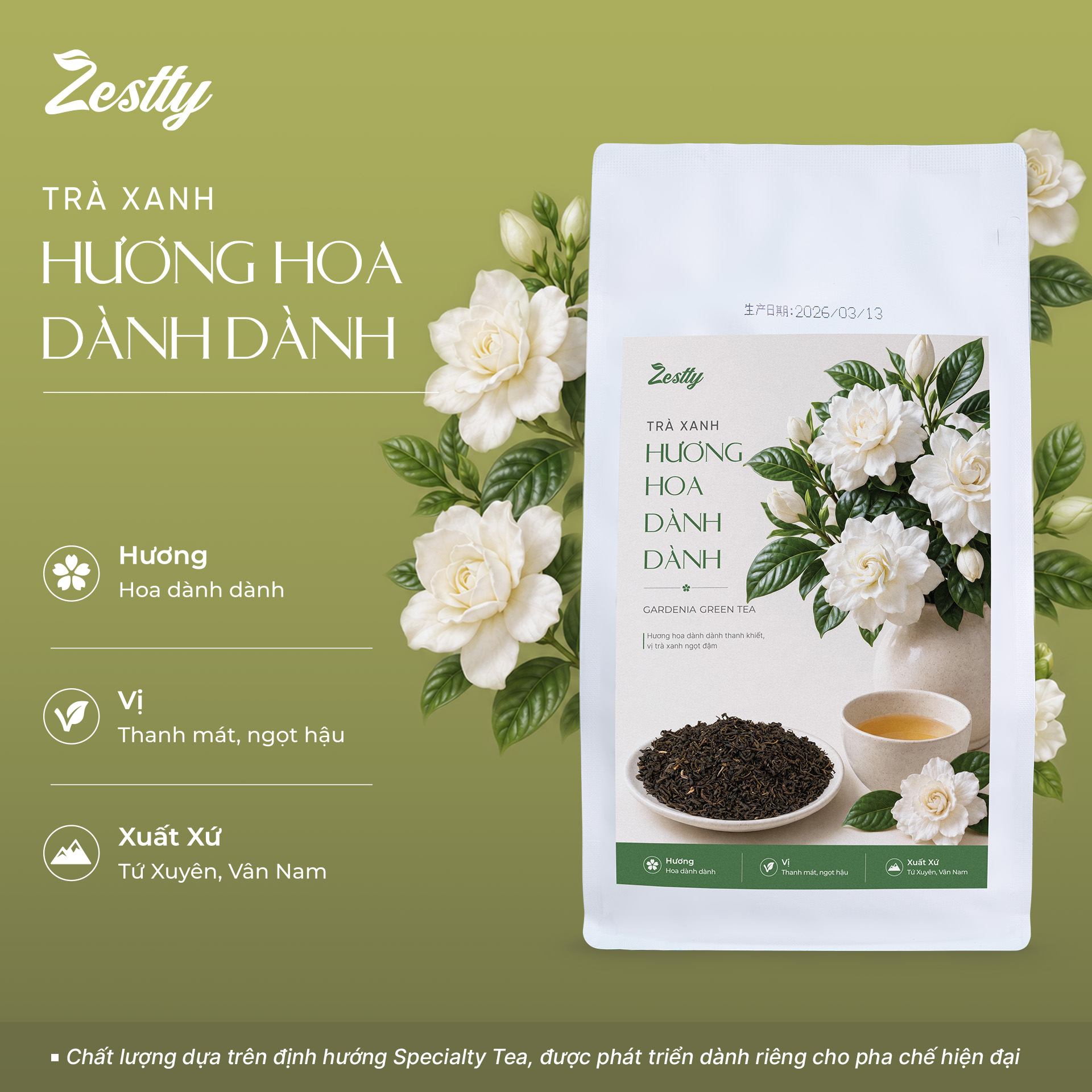 Trà Xanh Hương Hoa Dành Dành Zestty - 01